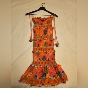 Farm Rio Coral Summer Sun Mini Dress, XXS